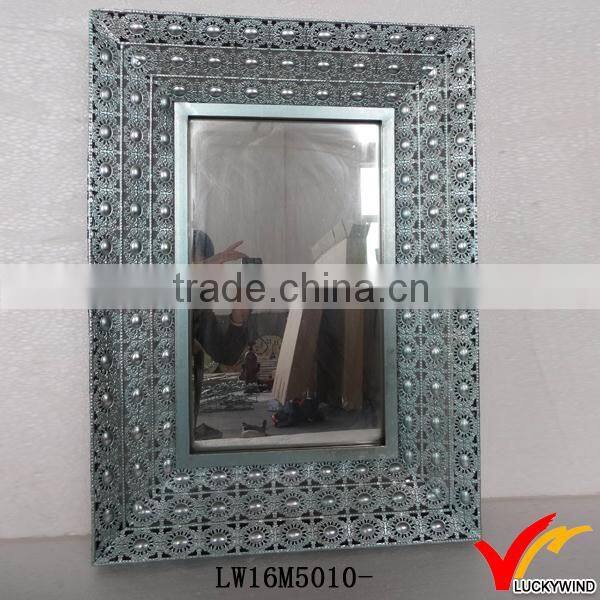 decorative iron frame metal hanger mirror with diamond