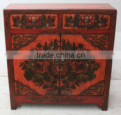 Tibet hand painted cabinet with flower