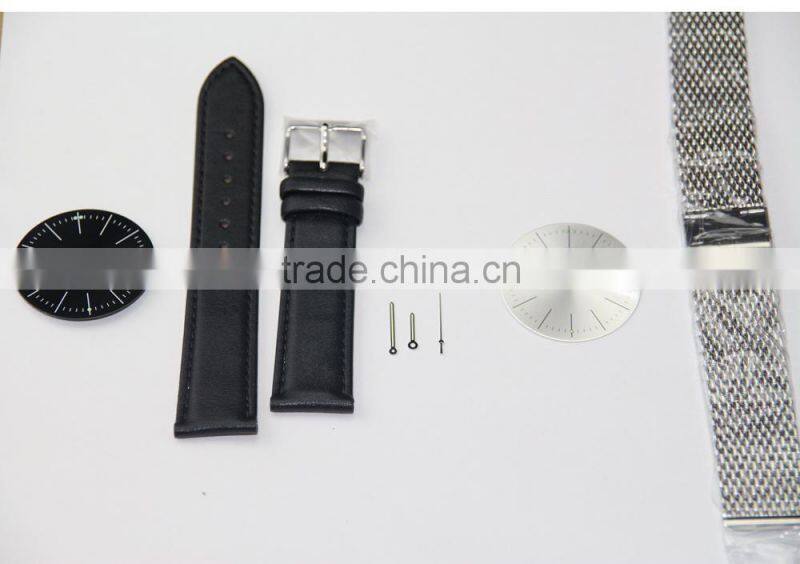 Germany design 316L stainless steel case genuine leather strap curved sapphire glass minimalist watch