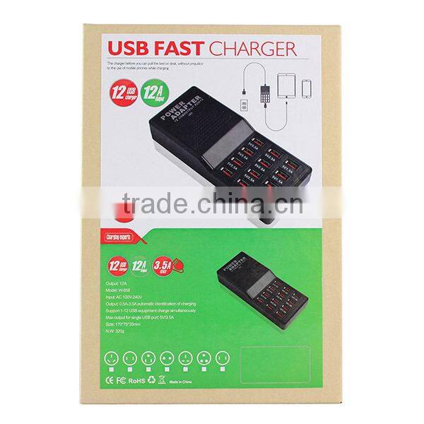 12 USB Outputs 5V 12A Multi Ports Fast Charging USB Power Adapter