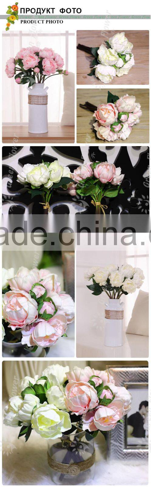2016 Wholesale PU Latex Artificial Flowers Rose Real Touch peony fake flower