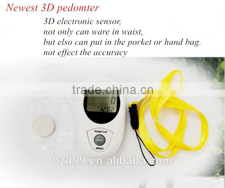 New Multi-functional Digital Porket Walking 3D Pedometer with 12/24 Time System and 7days Memory Pedometer /OEM/ODM Manufacturer