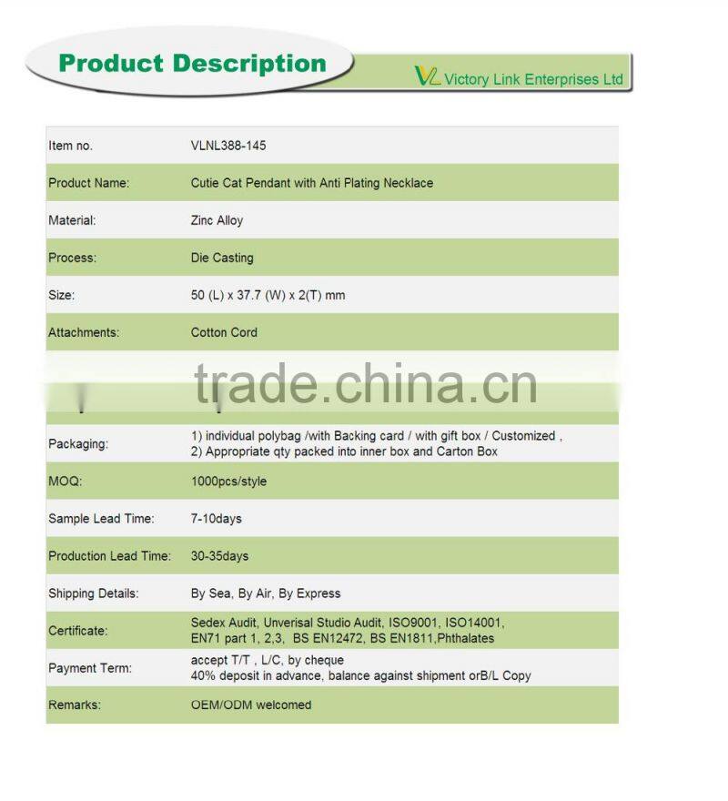 Cutie Cat Pendant Antique Necklace