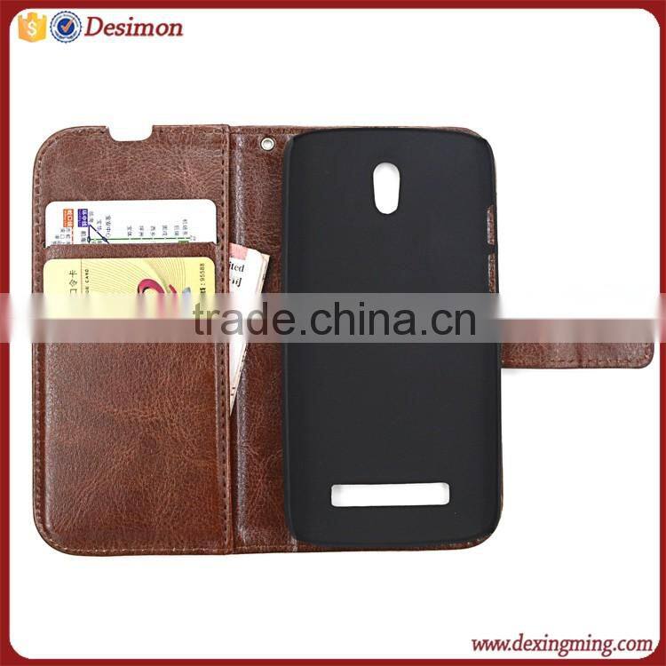 Customize magnetic wallet leather flip cover case for HTC Desire 500