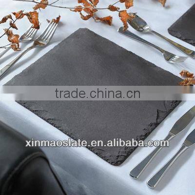 natural heart black slate plate with engraved logo disposable black slate food serving plate black natural slate stone plate