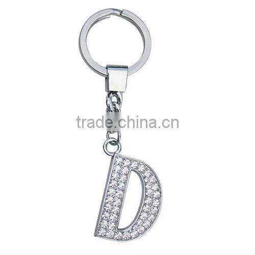 Custom crystal metal alphabet keychain, letter keychain