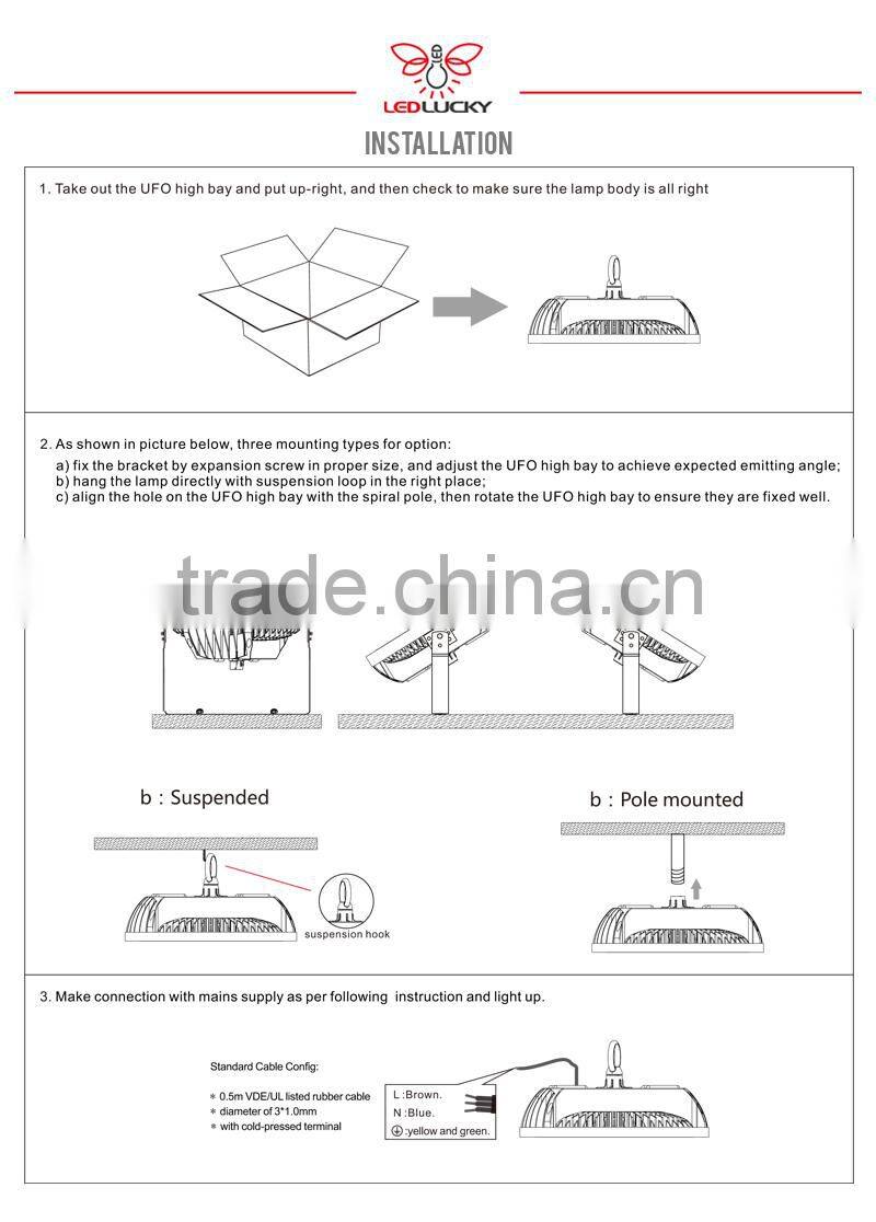 100W ErP UL DLC Approved industrial led high bay ligh