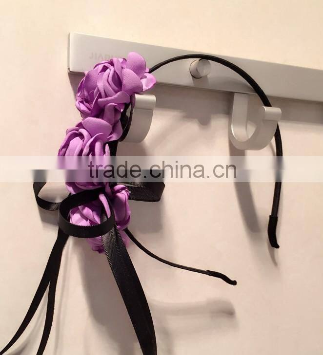 Burnt Fabric Flower Headband,Red Balck Rose Flower Headband For Adult