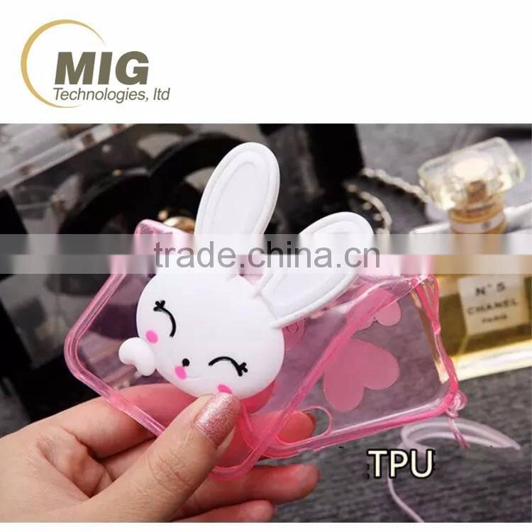 new cute rabbit ear kickstand TPU phone case for iphone 4 4s mobile phone back cover
