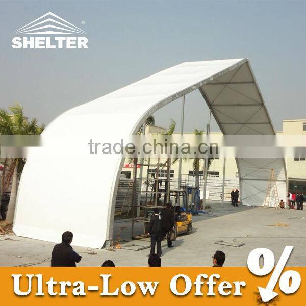 curved beam tent structure for outdoor movie events