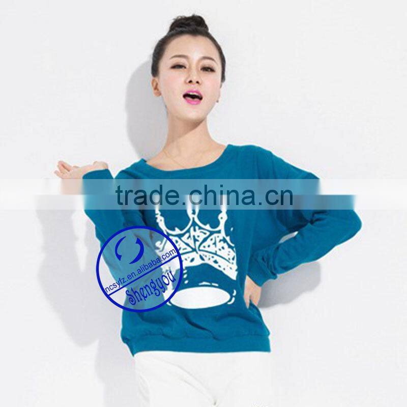 Wholesale custom women's crewneck hoodies sweatshirts with printing