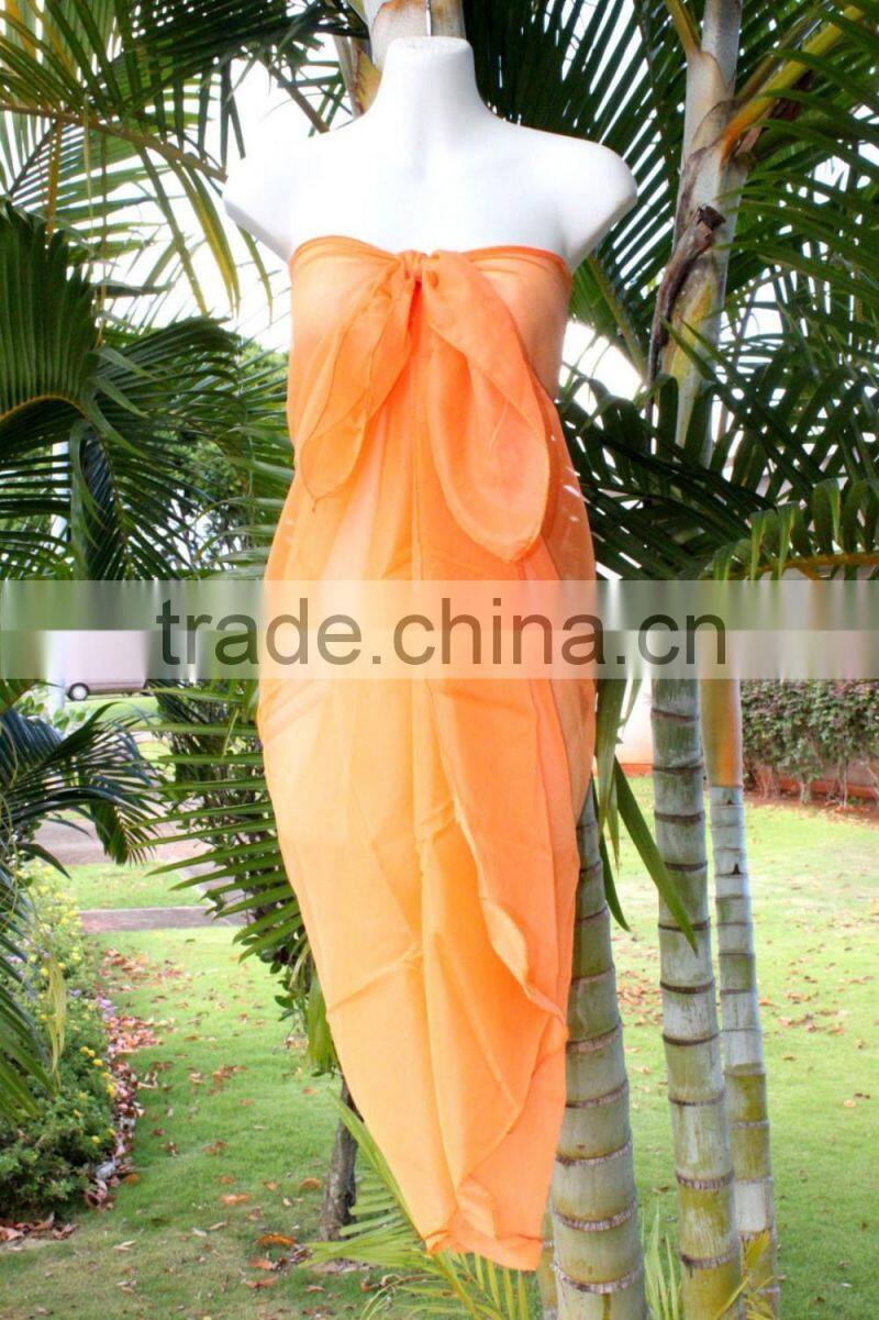 Sheer pareo solid color sarong chiffon material 100*180cm pareo sarong