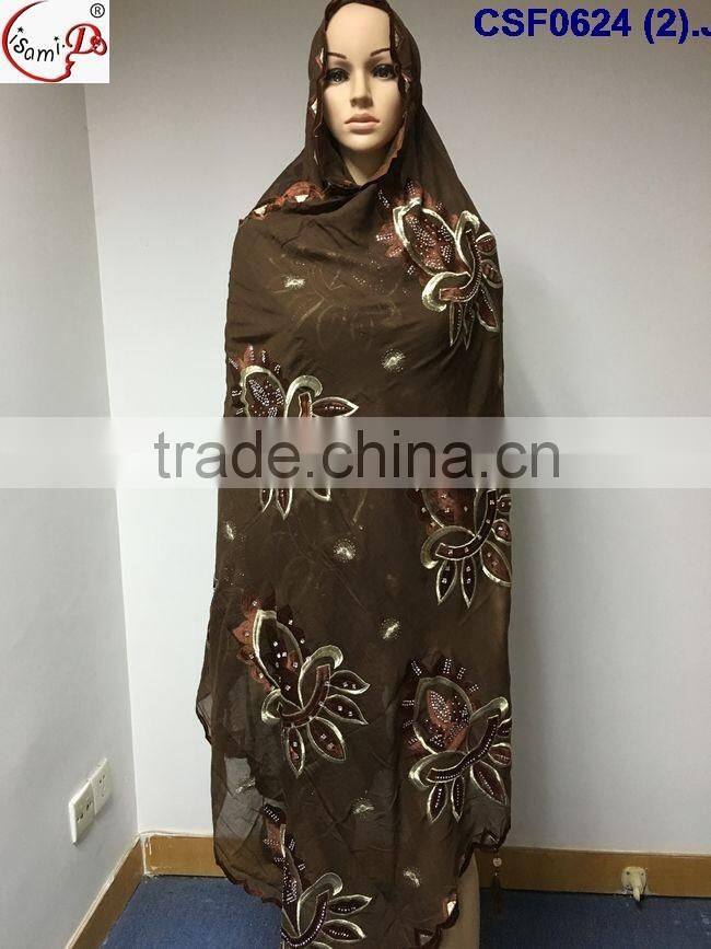 CSF0624 fashionable scarf softextile muslim embroidery scarf for women