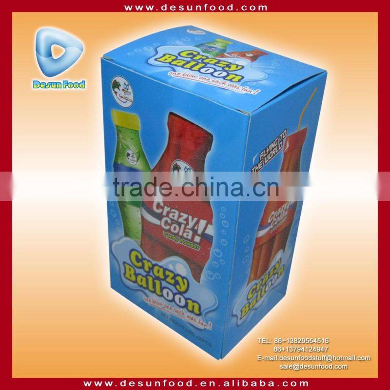 Crazy ballon lemon and cola candy powder with stick