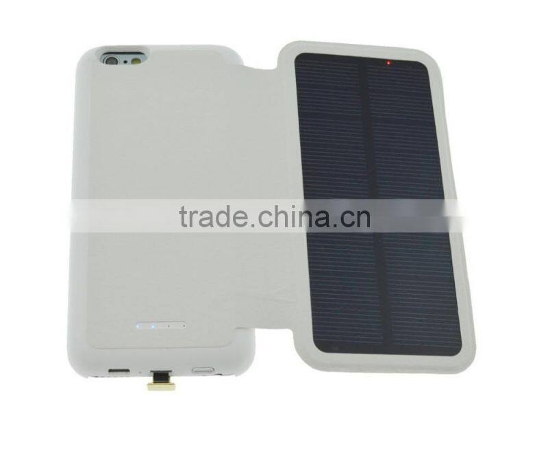 New model solar battery case for i phone 6, hot selling solar case mobile charger, factory low price solar case power bank