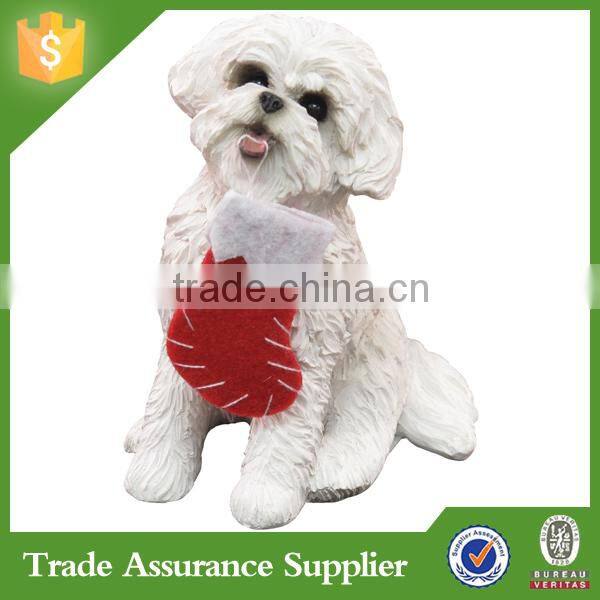 Wholesale Resin Lift Size Christmas Dog Statues For Christmas Decoration
