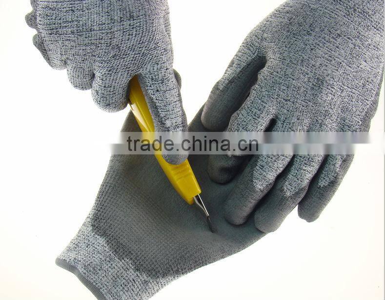 cut resistant gloves / working glove coated with grey PU