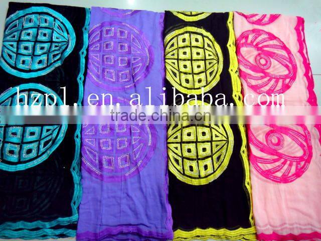 2016 High quality african muslim scarf /embroidered silk scarf/shawl scarf (TJ0186)