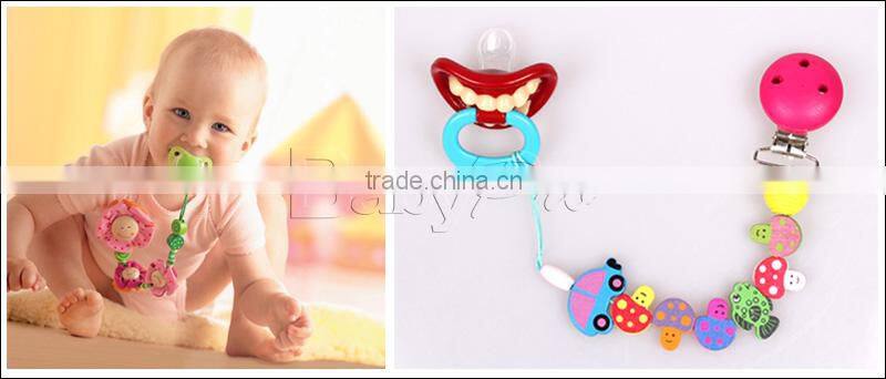 Baby DIY LETTERS Pacifier Holder Anti-out Chain Wooden Baby Pacifier Chain