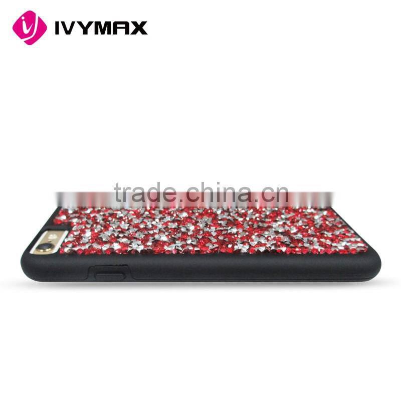 IVYMAX Red Mini Crystals Rhinestones Desire Candy Skin Cover with Soft TPU Frame For Iphone 6s phone case