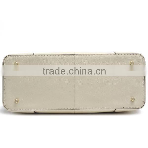 S1061-A4095 100% white color genuine leather ladies handbag stylish leather messenger bags for women