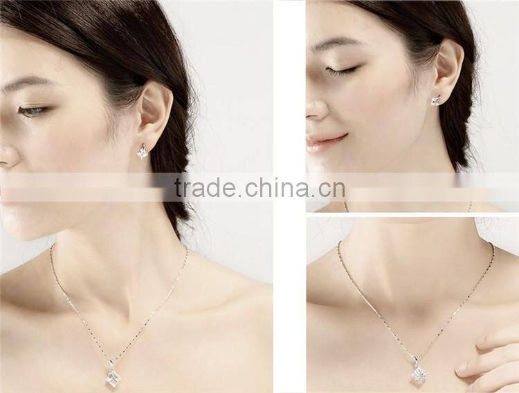Body jewelry geometric zircon copper link chain necklace and earring jewelry set for braide