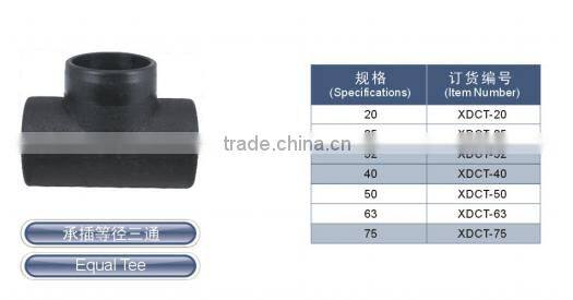 HDPE material Socket Joint Series Equal Tee Sizes SDR11 SDR17.6