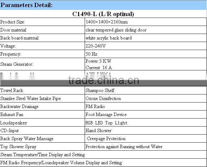 high quality 2 persons steam shower room