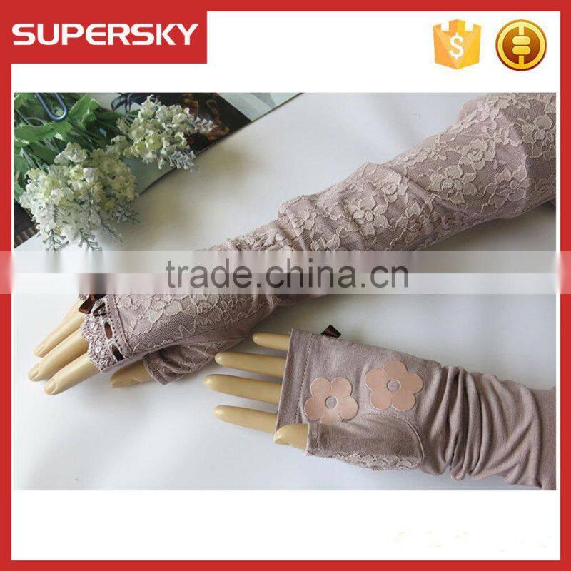 V-380 Wedding fingerless mesh lace wedding dressing bridal glove protection sun block daily gloves