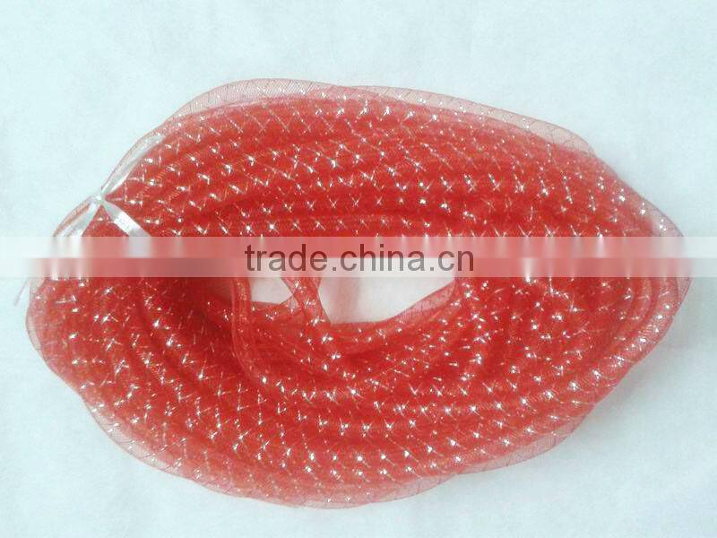 HOT SALE! 16mm Purple Nylon Mesh Tube Woven Ribbon for Valentines Present Wrapping Decorations