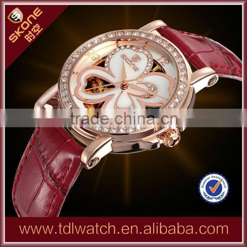 Genuine Leather Mechanical Stylish Men Skeleton Watch