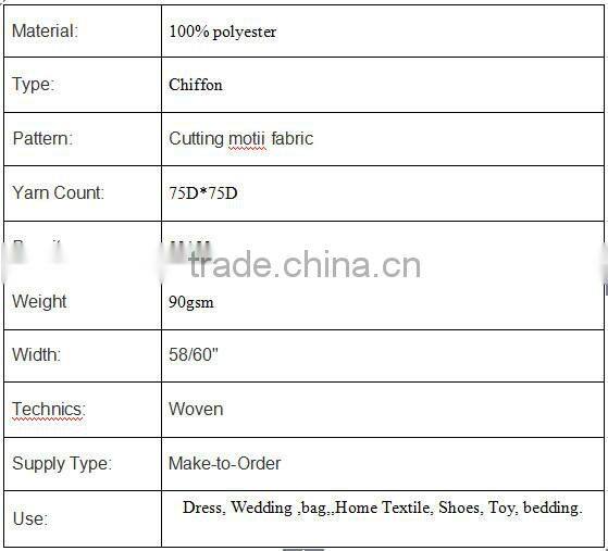 100%polyester dot cutting chiffon fabric for ladys wedding