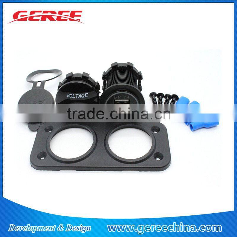 2.0A/1.0A Dual USB Port car Charger Socket Outlet 12V LED Digital USB Voltmeter Waterproof Design