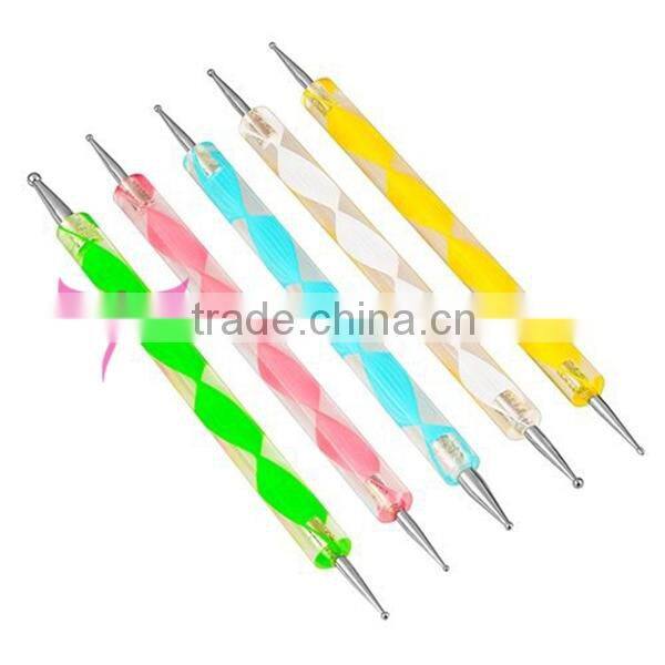 2 Ways wholesales crystal 2 ways 5 pcs wave printing 5colors pen nail dotting tool