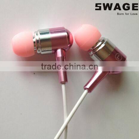 PH-EM601pink color metal earphone with good sound and eva bag packing