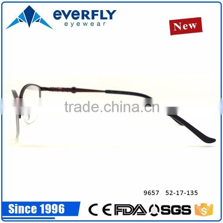 Fashionable fancy lady style metal optical frames manufacturer in wenzhou China 2016
