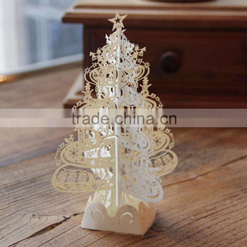 3D Birthday handmade car Laser Cut Pop Up Cards Decoration Greeting Card Merry Christmas tree Party