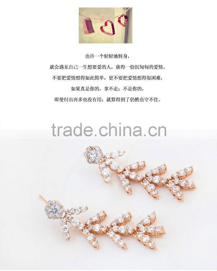 Mexican Vietnam Gold Jewelry 14K Long Gold Earring