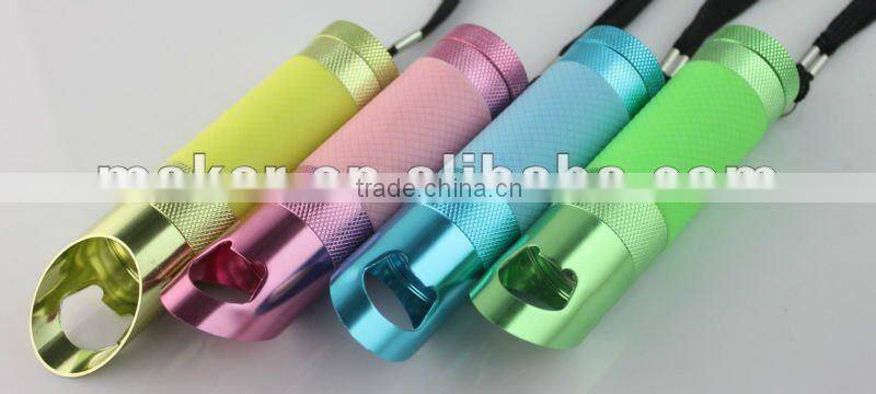 9 LED Fluorescence Cover Bottle Aluminum Flashlight
