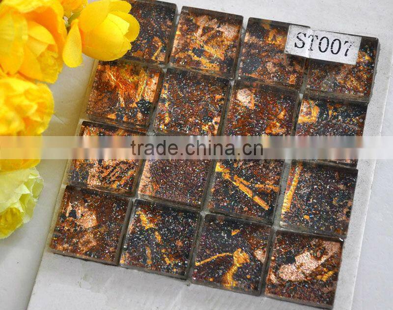Yellow Leaf Wall Decor Exquisite Glass Mosaic Tile Strip