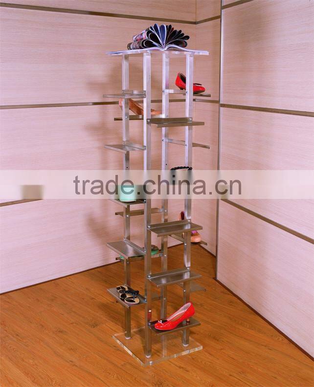 4 Sided 304 Stainless Steel Shoe Store Display Racks