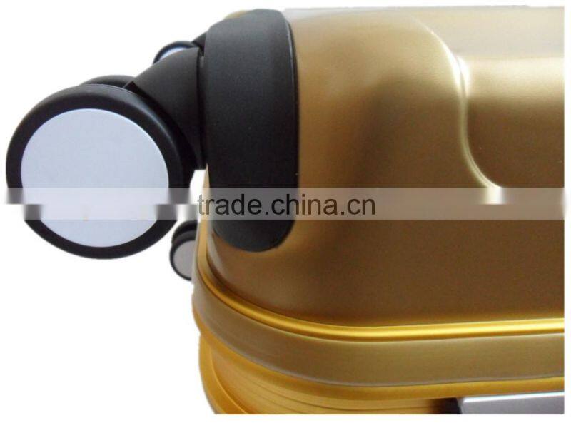 2016 Fashion Design Golden Color ABS+PC luggage with Aluminum Frame/ TSA lock travel set/OEM accept luggage