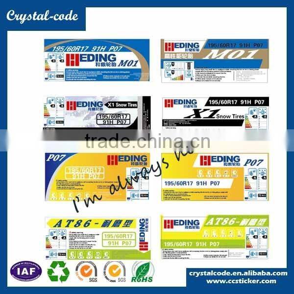 Various materials custom tyre stickers labels