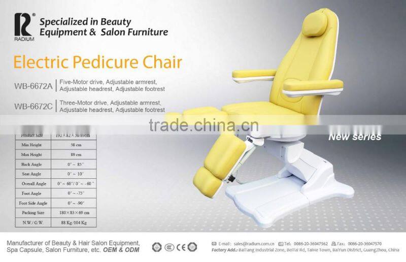 WB-6672A Electric Pedicure chair/pedicure spa chair with 5 motors message bed