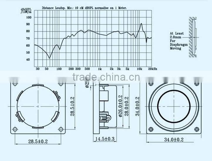 FB3434CP04(GP) Best Design 4Ohm square micro speaker for notebook (FBELE)