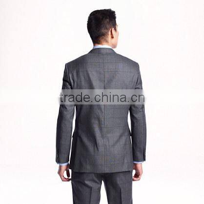 2014 Top Quality 100% wool Smoke Grey Plaid men suits made in china