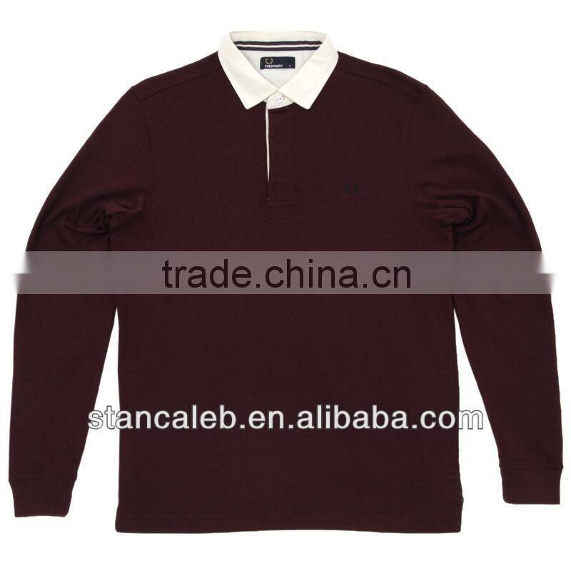 black and white color men's designed long sleeves rugby jerseys