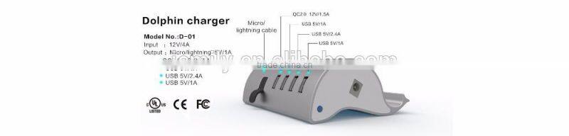 Dolphin USB Charging Station 5 Port and Holder Stand for Tablets and Smart Phones