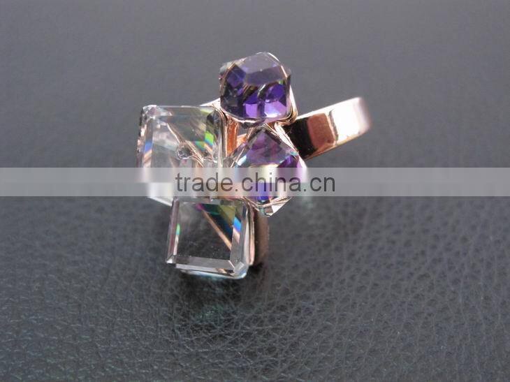 Korean Magic Cubic Zircon Exaggerated Gold Plated Luxury Ring Jewelry For Lady