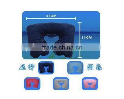 2016 Factory Low Price ASTM Approved Blue PVC Inflatable Travel Car Neck Rest Pillow/travel kit